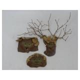 Signed Redware Forest Face Sculptures
