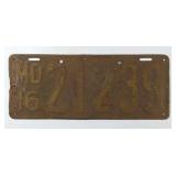 1916 Maryland License Plate