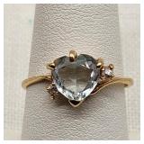14K Gold w/ Heart Cut Topaz & CZs