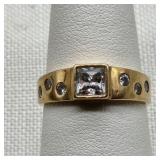 14K Gold Ring Square & Round CZs