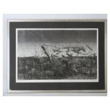 Framed Abstract Linocut