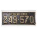1932 Virginia License Plate