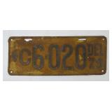 1929 Delaware License Plate