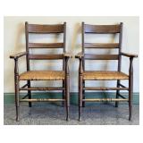 Oak Cane Bottom Armchairs