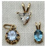14K Gold Pendants w/ Topaz & CZs (3)