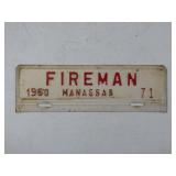 Manassas Virginia License Plate Tag