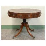 Georgian Leather Top Drum Table