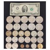US Coins & Currency Incl Silver Dime Half Dollars