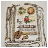 Vintage Rhinestone Dress Trim + Buckle Etc