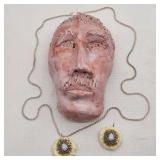 Silver Chain w/ Pendants Rubies Emeralds