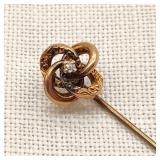 10K Gold Antique Stick Pin w/ Diamond