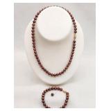 Tahitian Pearl Necklace & Bracelet 14K Gold Catche