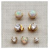 14K & 10K Gold Pierced Earrings Opals & CZs