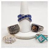 Silver Cocktail Rings with Stones