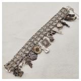 Vintage Silver Charm Bracelet & Charms