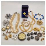 Vintage Jewelry & Ingraham Pocket Watch