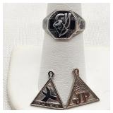 Silver Job's Daughters Charms + Ring w/ Spool of T