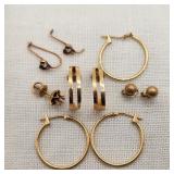 14K Gold Pierced Earrings + 10K Single
