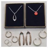 Silver Necklaces & Earrings Incl Orange Sapphire