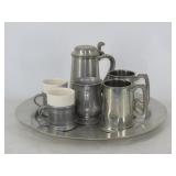 Pewter Tankards and Tray