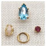 14K Gold Single Earrings Topaz Opal Amethyst Etc