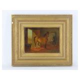 19th Century Equestrian Painting On Board