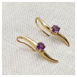 14K Gold Amethyst Threader Earrings