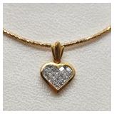 18K Gold Heart w/ Diamonds & 14K Necklace