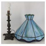 Leaded Glass Lamp Shade and Base