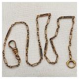 Pocket Watch Chain Gold Fill w/ Blue Enamel