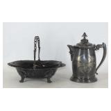 Brides Basket and Plated Pitcher