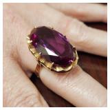 14K Gold Ring w/ Striking Purple Sapphire 15+ Cara