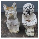 French Bulldog and Child Statue