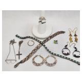 Vintage & Newer Silver Jewelry Emeralds Etc