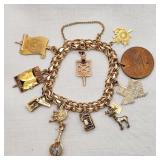 Gold Fill & Silver Charm Bracelet Texas AMC Etc