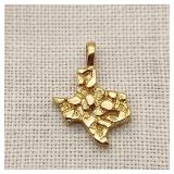 14K Gold Texas Nugget Style Pendant Tested