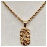 14K Gold Necklace w/ Molded 'Nugget'