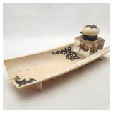 Antique Ivory Desk Set Inkwell & Pen Tray