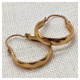 14K Gold Faceted Hoop Earrings