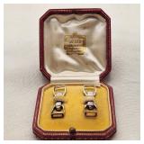 18K & Silver Cartier London Stirrup Cufflinks in B
