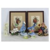 Porcelain Figurines and Framed Artwork