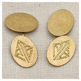 14K Gold Art Deco Cufflinks 'FET'