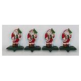 Painted Cast Iron Santa Claus Mantel Holders