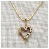 14K Gold Heart w/ Diamonds Necklace