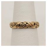 14K Gold Vintage Floral Wedding Band Tested