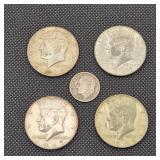 1966-1968 Kennedy Silver Half Dollars + 1956D Dime