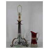Glassware and Iron Table Lamp
