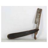 Yellow Pine Painted Folk Art Straight Razor