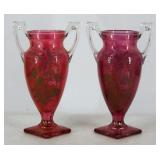 Pair of Cranberry Red Glass Vases