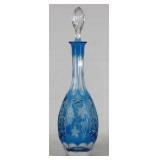 Cobalt and Clear Leaded Glass Decanter